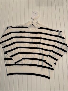 NWT Chloe + Jasmine Black White Mock Neck Stripe Sweater XL
